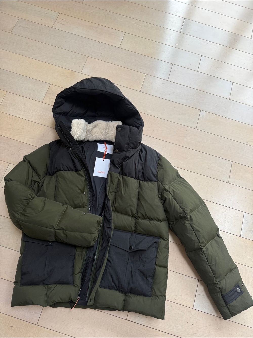 SWIMS Men's Down olive green Hooded Winter Jacket